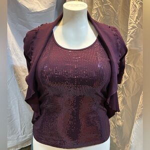 Express- purple sequence tank top with shawl XS
